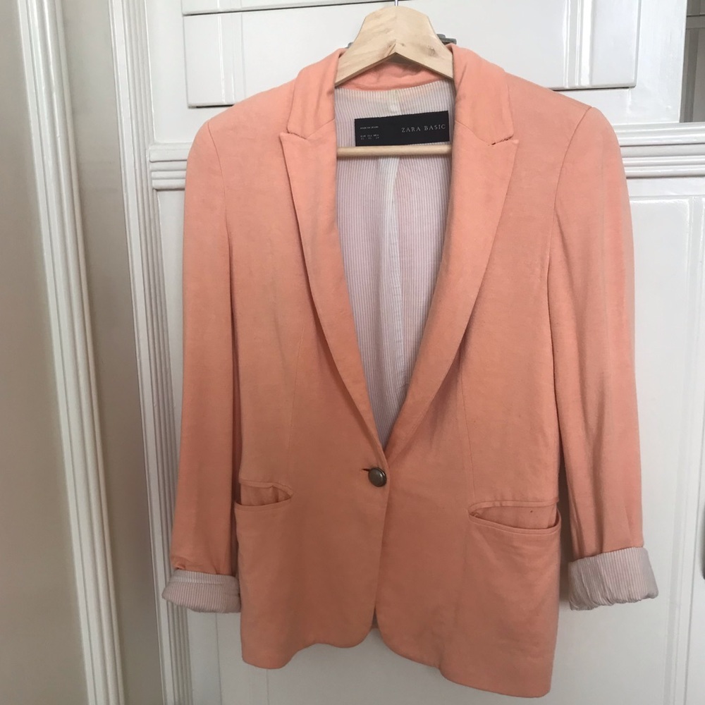 Zara cotton one-button blazer